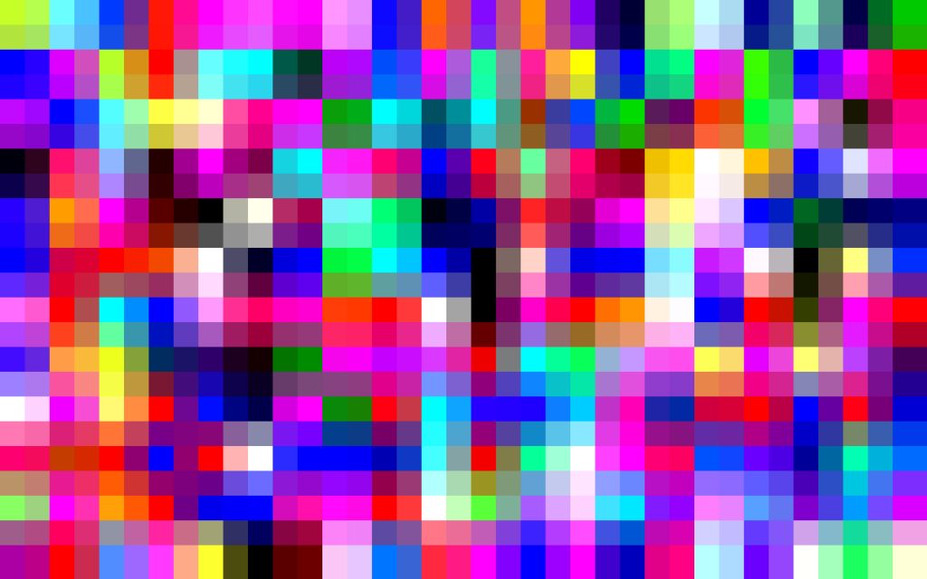 a matrix of colourful computer pixels from a vibrant pattern